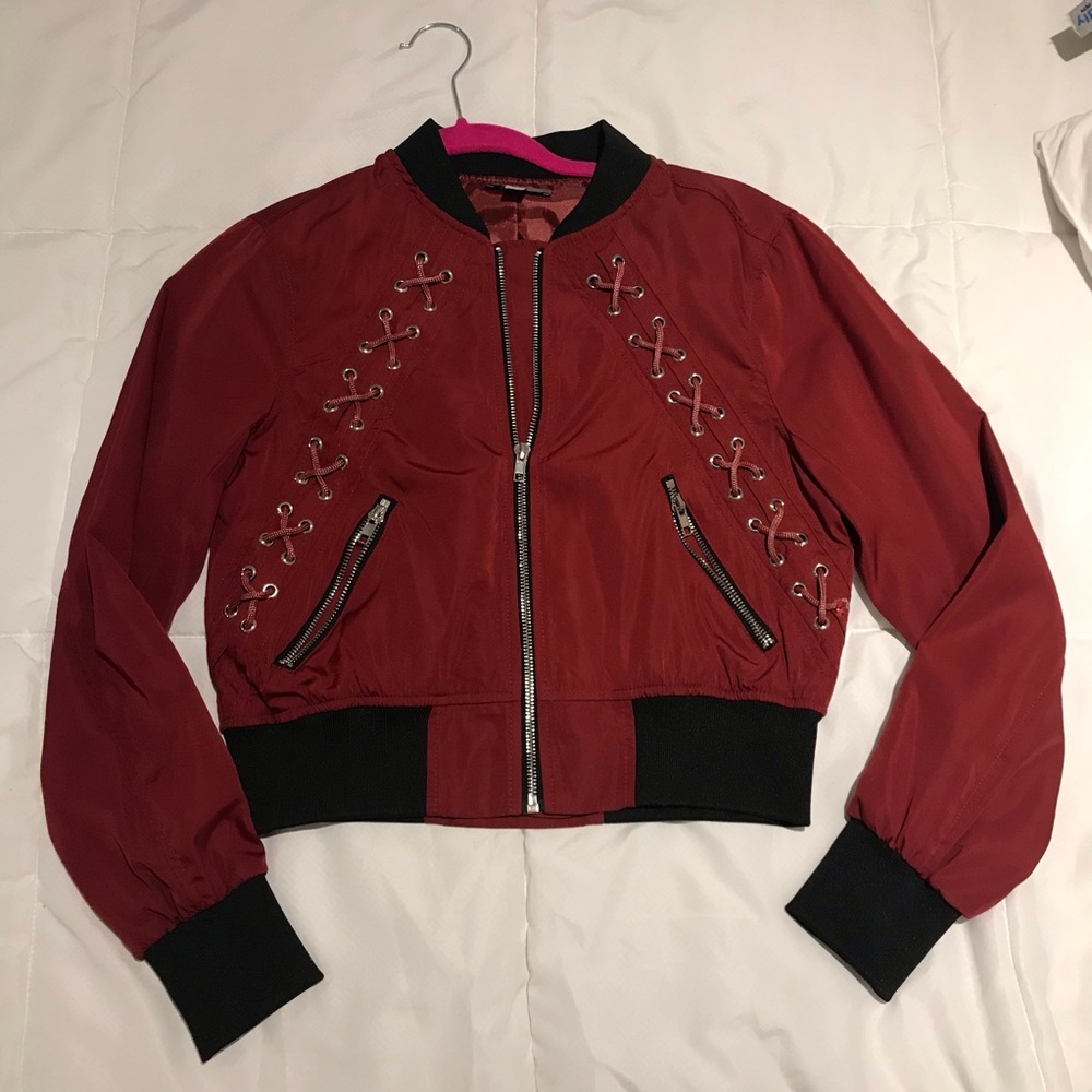 Burgundy Bomber Jacket